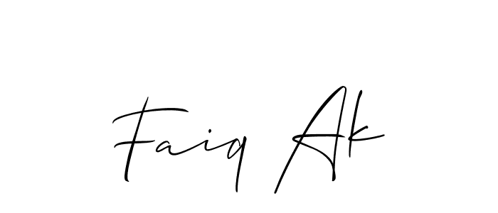 if you are searching for the best signature style for your name Faiq Ak. so please give up your signature search. here we have designed multiple signature styles  using Allison_Script. Faiq Ak signature style 2 images and pictures png