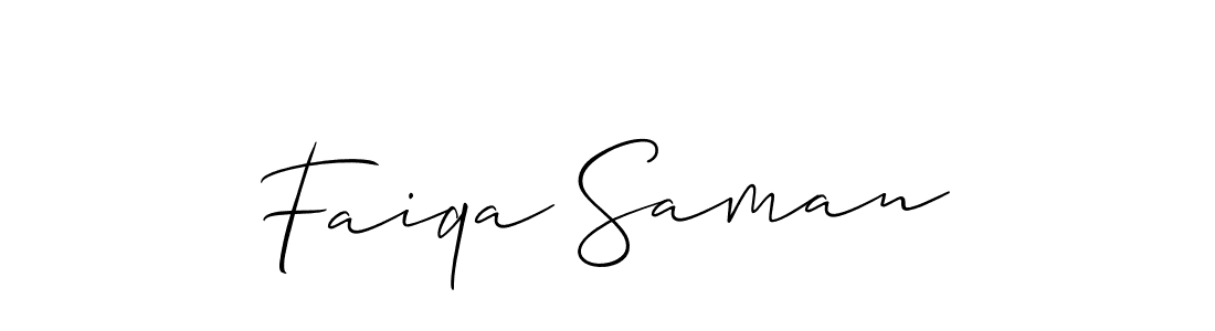 Also You can easily find your signature by using the search form. We will create Faiqa Saman name handwritten signature images for you free of cost using Allison_Script sign style. Faiqa Saman signature style 2 images and pictures png