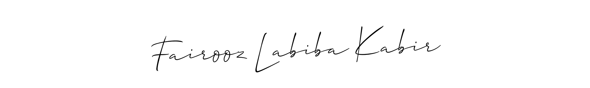 How to make Fairooz Labiba Kabir name signature. Use Allison_Script style for creating short signs online. This is the latest handwritten sign. Fairooz Labiba Kabir signature style 2 images and pictures png