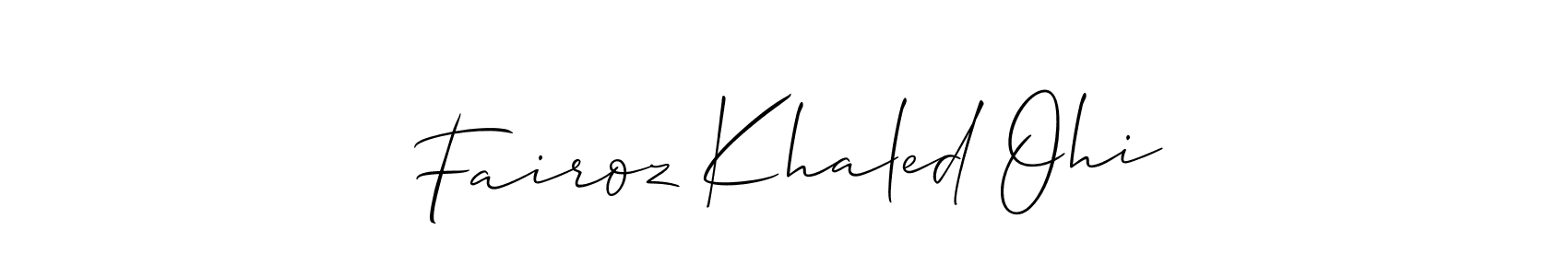 Use a signature maker to create a handwritten signature online. With this signature software, you can design (Allison_Script) your own signature for name Fairoz Khaled Ohi. Fairoz Khaled Ohi signature style 2 images and pictures png