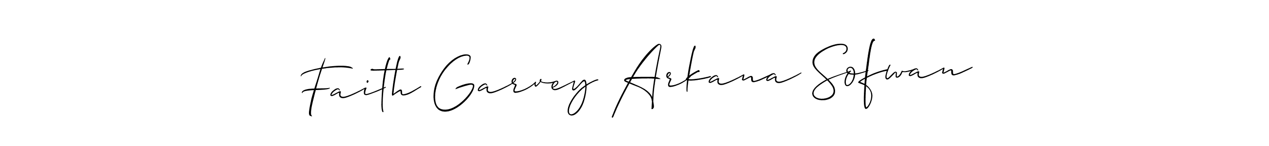 Allison_Script is a professional signature style that is perfect for those who want to add a touch of class to their signature. It is also a great choice for those who want to make their signature more unique. Get Faith Garvey Arkana Sofwan name to fancy signature for free. Faith Garvey Arkana Sofwan signature style 2 images and pictures png