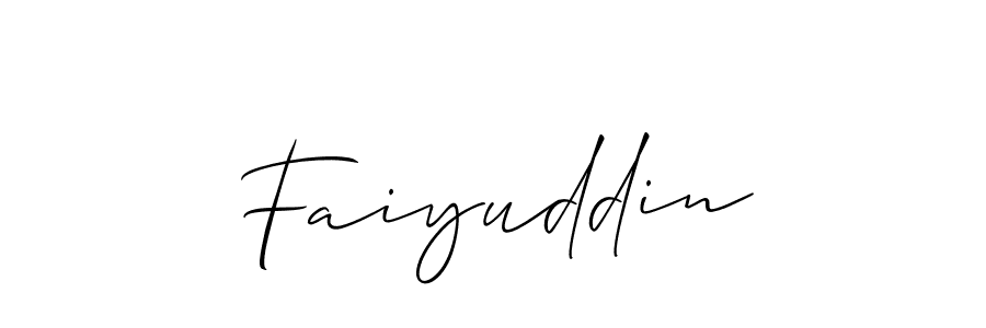 Use a signature maker to create a handwritten signature online. With this signature software, you can design (Allison_Script) your own signature for name Faiyuddin. Faiyuddin signature style 2 images and pictures png
