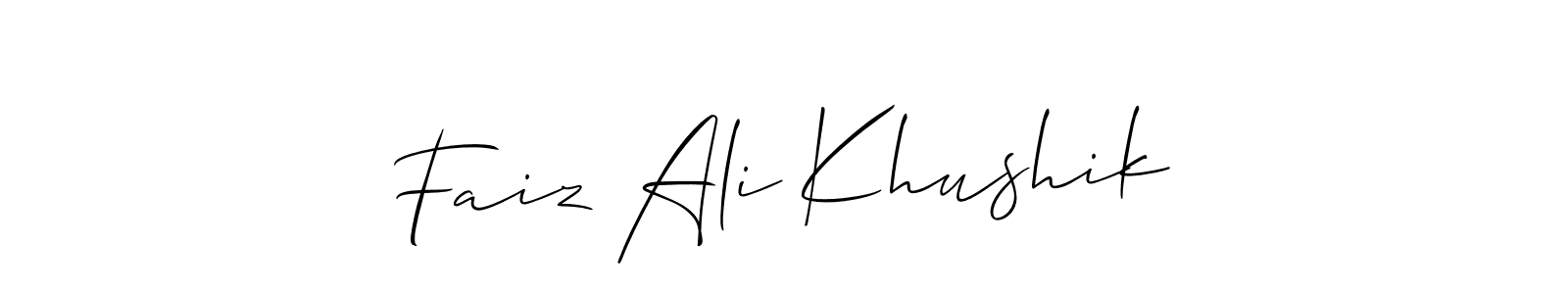 Make a beautiful signature design for name Faiz Ali Khushik. With this signature (Allison_Script) style, you can create a handwritten signature for free. Faiz Ali Khushik signature style 2 images and pictures png