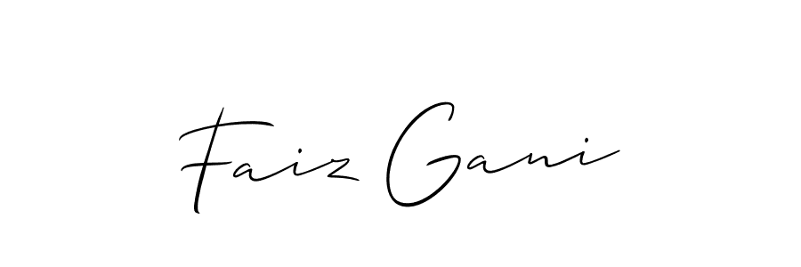 Make a beautiful signature design for name Faiz Gani. With this signature (Allison_Script) style, you can create a handwritten signature for free. Faiz Gani signature style 2 images and pictures png