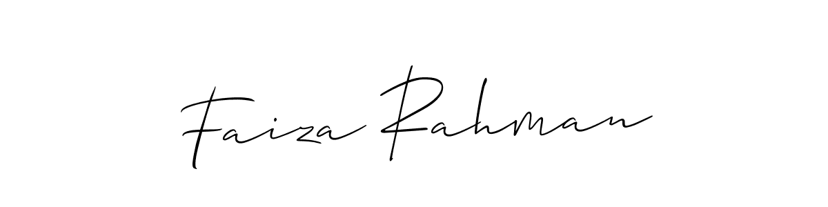 Use a signature maker to create a handwritten signature online. With this signature software, you can design (Allison_Script) your own signature for name Faiza Rahman. Faiza Rahman signature style 2 images and pictures png