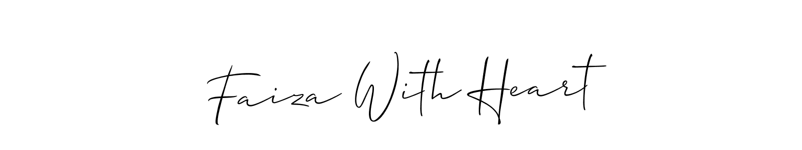 How to make Faiza With Heart signature? Allison_Script is a professional autograph style. Create handwritten signature for Faiza With Heart name. Faiza With Heart signature style 2 images and pictures png