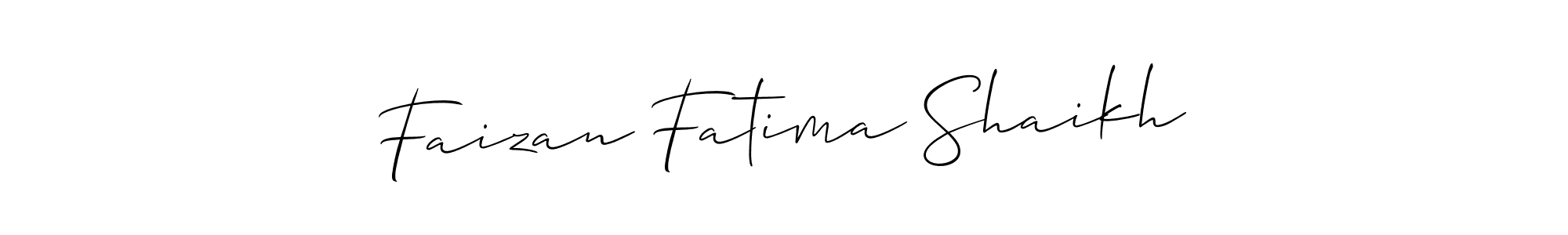 Make a beautiful signature design for name Faizan Fatima Shaikh. With this signature (Allison_Script) style, you can create a handwritten signature for free. Faizan Fatima Shaikh signature style 2 images and pictures png