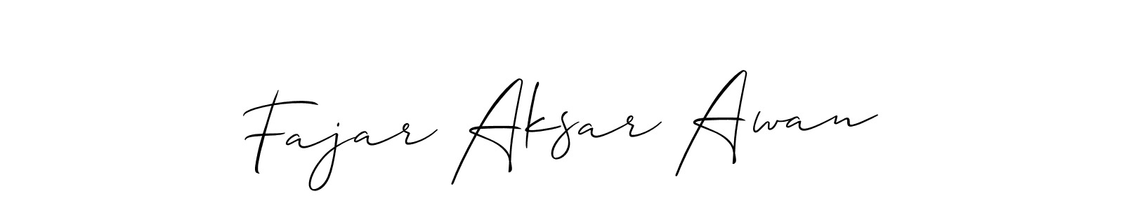 Make a beautiful signature design for name Fajar Aksar Awan. With this signature (Allison_Script) style, you can create a handwritten signature for free. Fajar Aksar Awan signature style 2 images and pictures png