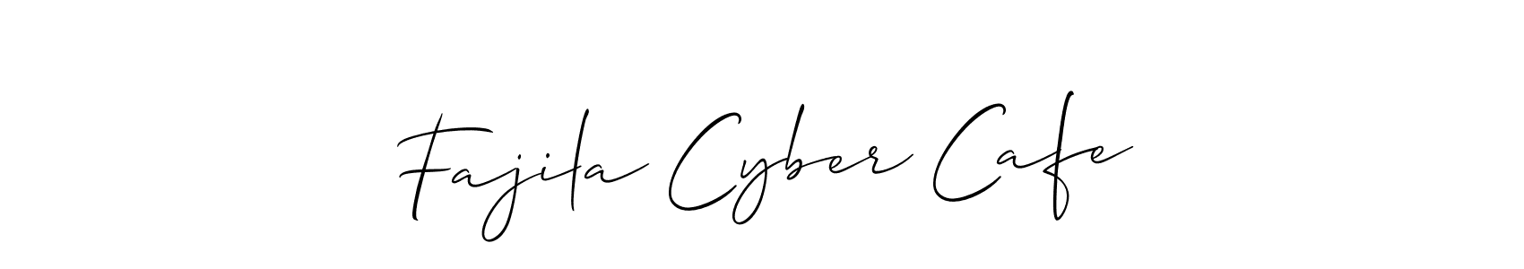 The best way (Allison_Script) to make a short signature is to pick only two or three words in your name. The name Fajila Cyber Cafe include a total of six letters. For converting this name. Fajila Cyber Cafe signature style 2 images and pictures png
