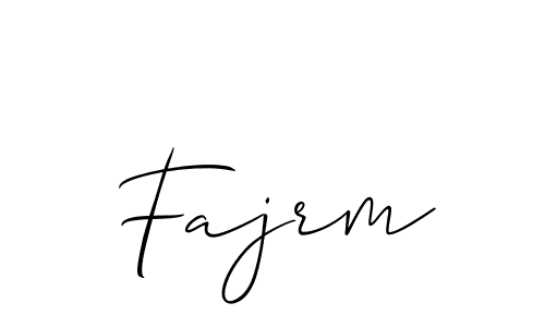 The best way (Allison_Script) to make a short signature is to pick only two or three words in your name. The name Fajrm include a total of six letters. For converting this name. Fajrm signature style 2 images and pictures png