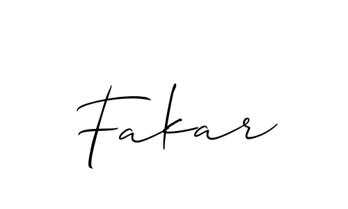 Make a beautiful signature design for name Fakar. With this signature (Allison_Script) style, you can create a handwritten signature for free. Fakar signature style 2 images and pictures png