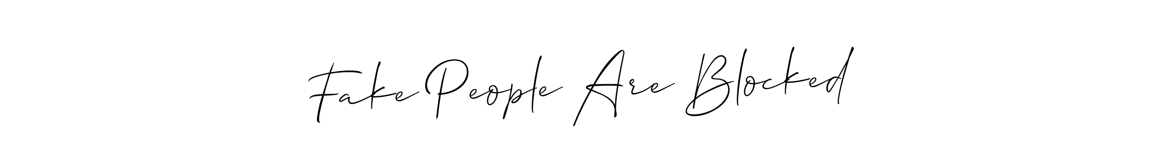 Allison_Script is a professional signature style that is perfect for those who want to add a touch of class to their signature. It is also a great choice for those who want to make their signature more unique. Get Fake People Are Blocked name to fancy signature for free. Fake People Are Blocked signature style 2 images and pictures png
