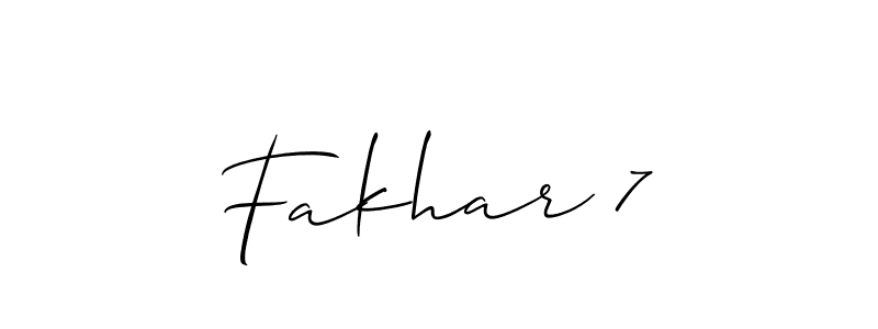 The best way (Allison_Script) to make a short signature is to pick only two or three words in your name. The name Fakhar 7 include a total of six letters. For converting this name. Fakhar 7 signature style 2 images and pictures png