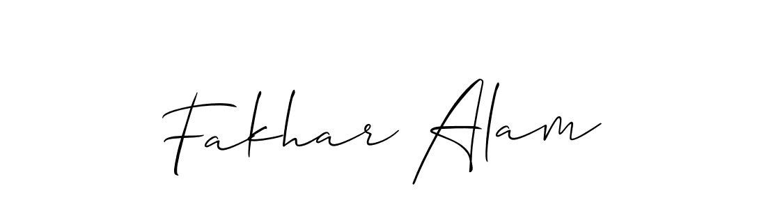 Make a beautiful signature design for name Fakhar Alam. With this signature (Allison_Script) style, you can create a handwritten signature for free. Fakhar Alam signature style 2 images and pictures png