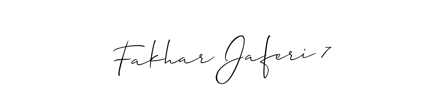 Allison_Script is a professional signature style that is perfect for those who want to add a touch of class to their signature. It is also a great choice for those who want to make their signature more unique. Get Fakhar Jaferi 7 name to fancy signature for free. Fakhar Jaferi 7 signature style 2 images and pictures png