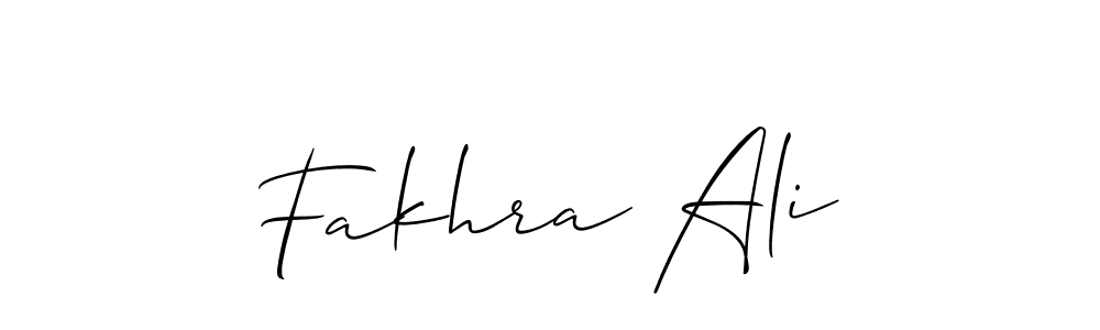 Use a signature maker to create a handwritten signature online. With this signature software, you can design (Allison_Script) your own signature for name Fakhra Ali. Fakhra Ali signature style 2 images and pictures png