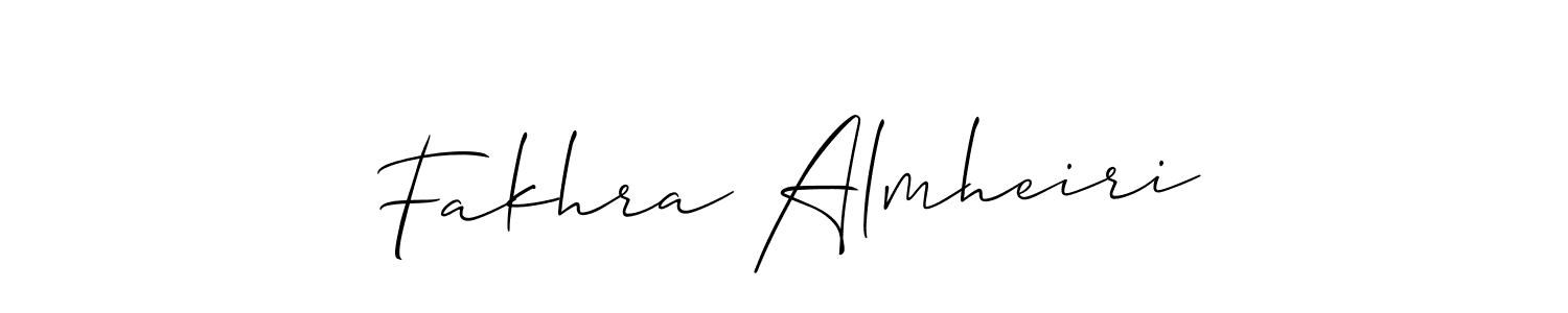 Similarly Allison_Script is the best handwritten signature design. Signature creator online .You can use it as an online autograph creator for name Fakhra Almheiri. Fakhra Almheiri signature style 2 images and pictures png