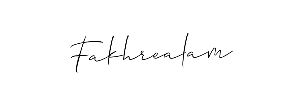 How to make Fakhrealam signature? Allison_Script is a professional autograph style. Create handwritten signature for Fakhrealam name. Fakhrealam signature style 2 images and pictures png