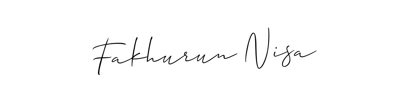 Make a short Fakhurun Nisa signature style. Manage your documents anywhere anytime using Allison_Script. Create and add eSignatures, submit forms, share and send files easily. Fakhurun Nisa signature style 2 images and pictures png