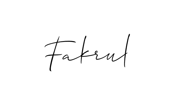 Use a signature maker to create a handwritten signature online. With this signature software, you can design (Allison_Script) your own signature for name Fakrul. Fakrul signature style 2 images and pictures png