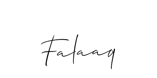 Design your own signature with our free online signature maker. With this signature software, you can create a handwritten (Allison_Script) signature for name Falaaq. Falaaq signature style 2 images and pictures png