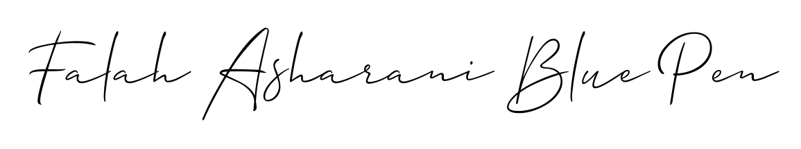 Download transparent PNG signature for name Falah Asharani Blue Pen styled with Allison_Script font. Ready to paste directly into PDF and Word agreements. Falah Asharani Blue Pen signature style 2 images and pictures png