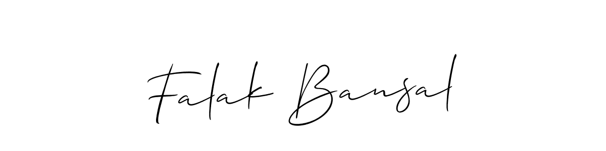 How to make Falak Bansal name signature. Use Allison_Script style for creating short signs online. This is the latest handwritten sign. Falak Bansal signature style 2 images and pictures png