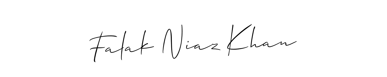 Design your own signature with our free online signature maker. With this signature software, you can create a handwritten (Allison_Script) signature for name Falak Niaz Khan. Falak Niaz Khan signature style 2 images and pictures png