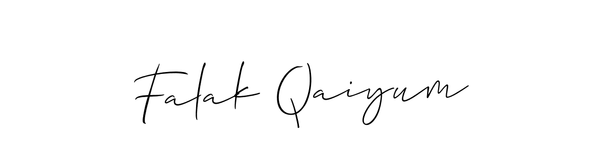 How to make Falak Qaiyum name signature. Use Allison_Script style for creating short signs online. This is the latest handwritten sign. Falak Qaiyum signature style 2 images and pictures png