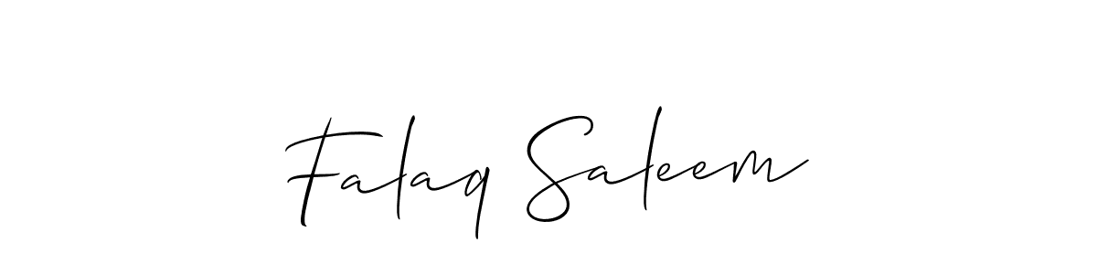 Create a beautiful signature design for name Falaq Saleem. With this signature (Allison_Script) fonts, you can make a handwritten signature for free. Falaq Saleem signature style 2 images and pictures png