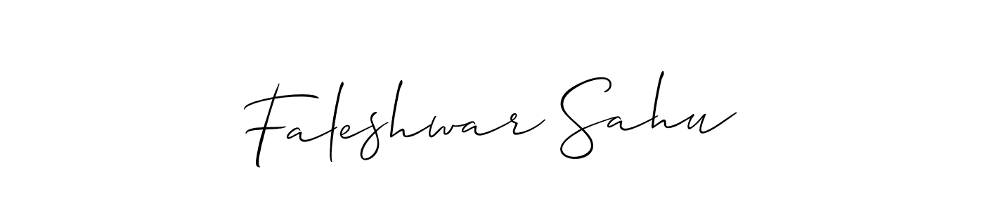 The best way (Allison_Script) to make a short signature is to pick only two or three words in your name. The name Faleshwar Sahu include a total of six letters. For converting this name. Faleshwar Sahu signature style 2 images and pictures png