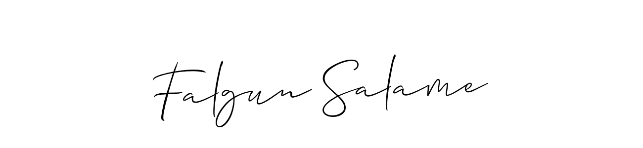 if you are searching for the best signature style for your name Falgun Salame. so please give up your signature search. here we have designed multiple signature styles  using Allison_Script. Falgun Salame signature style 2 images and pictures png