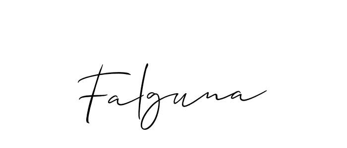 The best way (Allison_Script) to make a short signature is to pick only two or three words in your name. The name Falguna include a total of six letters. For converting this name. Falguna signature style 2 images and pictures png
