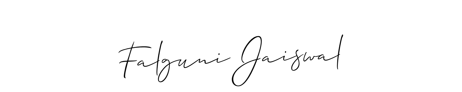 The best way (Allison_Script) to make a short signature is to pick only two or three words in your name. The name Falguni Jaiswal include a total of six letters. For converting this name. Falguni Jaiswal signature style 2 images and pictures png