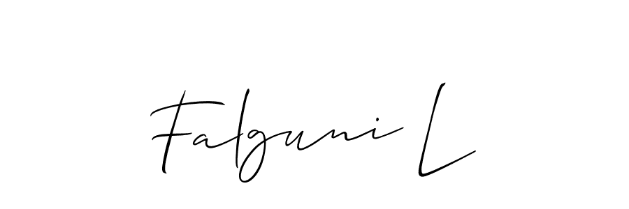 Allison_Script is a professional signature style that is perfect for those who want to add a touch of class to their signature. It is also a great choice for those who want to make their signature more unique. Get Falguni L name to fancy signature for free. Falguni L signature style 2 images and pictures png