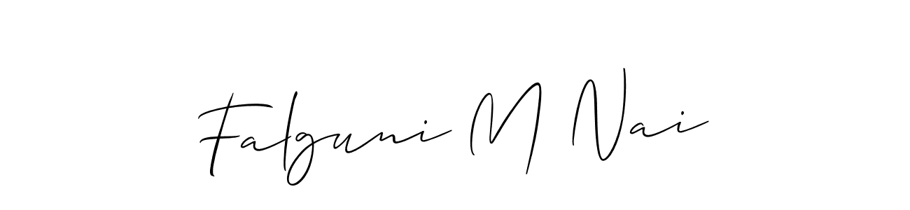 Allison_Script is a professional signature style that is perfect for those who want to add a touch of class to their signature. It is also a great choice for those who want to make their signature more unique. Get Falguni M Nai name to fancy signature for free. Falguni M Nai signature style 2 images and pictures png