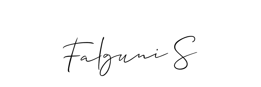Also You can easily find your signature by using the search form. We will create Falguni S name handwritten signature images for you free of cost using Allison_Script sign style. Falguni S signature style 2 images and pictures png