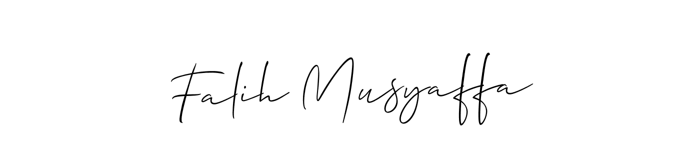 Make a beautiful signature design for name Falih Musyaffa. With this signature (Allison_Script) style, you can create a handwritten signature for free. Falih Musyaffa signature style 2 images and pictures png