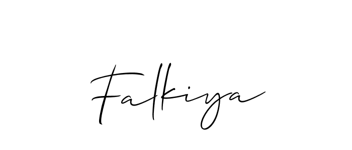 Design your own signature with our free online signature maker. With this signature software, you can create a handwritten (Allison_Script) signature for name Falkiya. Falkiya signature style 2 images and pictures png
