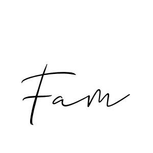 The best way (Allison_Script) to make a short signature is to pick only two or three words in your name. The name Fam include a total of six letters. For converting this name. Fam signature style 2 images and pictures png