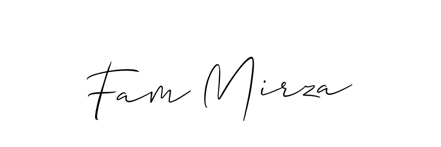 The best way (Allison_Script) to make a short signature is to pick only two or three words in your name. The name Fam Mirza include a total of six letters. For converting this name. Fam Mirza signature style 2 images and pictures png