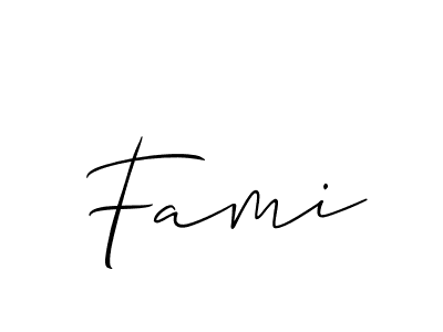How to make Fami signature? Allison_Script is a professional autograph style. Create handwritten signature for Fami name. Fami signature style 2 images and pictures png