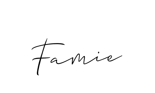 Also we have Famie name is the best signature style. Create professional handwritten signature collection using Allison_Script autograph style. Famie signature style 2 images and pictures png