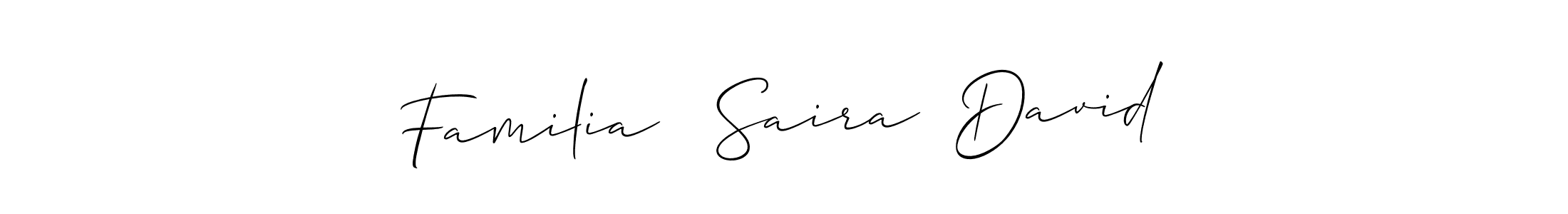 How to make Familia   Saira  David name signature. Use Allison_Script style for creating short signs online. This is the latest handwritten sign. Familia   Saira  David signature style 2 images and pictures png