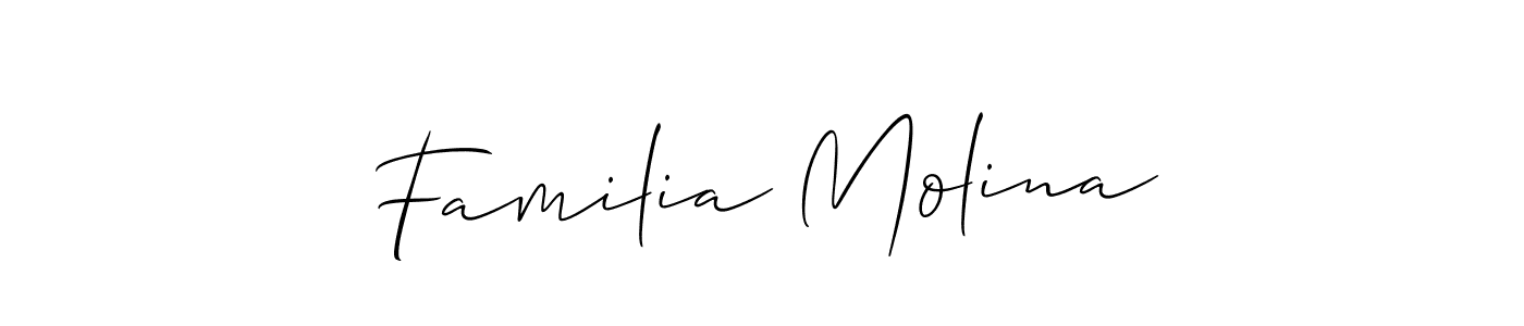 How to make Familia Molina name signature. Use Allison_Script style for creating short signs online. This is the latest handwritten sign. Familia Molina signature style 2 images and pictures png