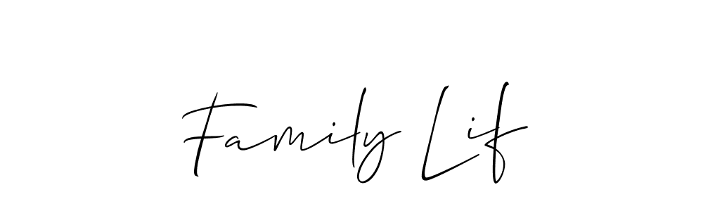 The best way (Allison_Script) to make a short signature is to pick only two or three words in your name. The name Family Lif include a total of six letters. For converting this name. Family Lif signature style 2 images and pictures png
