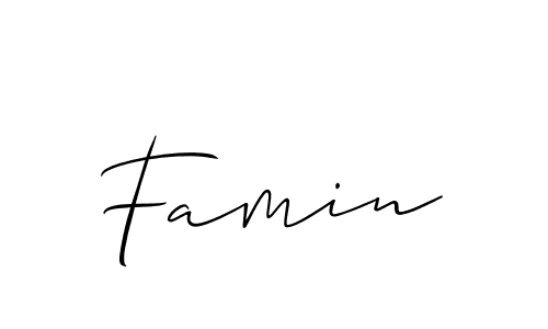 Create a beautiful signature design for name Famin. With this signature (Allison_Script) fonts, you can make a handwritten signature for free. Famin signature style 2 images and pictures png