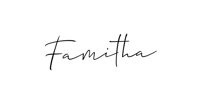 Once you've used our free online signature maker to create your best signature Allison_Script style, it's time to enjoy all of the benefits that Famitha name signing documents. Famitha signature style 2 images and pictures png