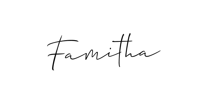 Once you've used our free online signature maker to create your best signature Allison_Script style, it's time to enjoy all of the benefits that Famitha name signing documents. Famitha signature style 2 images and pictures png