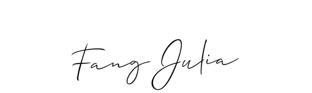 The best way (Allison_Script) to make a short signature is to pick only two or three words in your name. The name Fang Julia include a total of six letters. For converting this name. Fang Julia signature style 2 images and pictures png